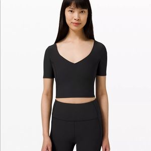 Lululemon Ribbed Contoured V-Neck Yoga Short Sleeve Shirt